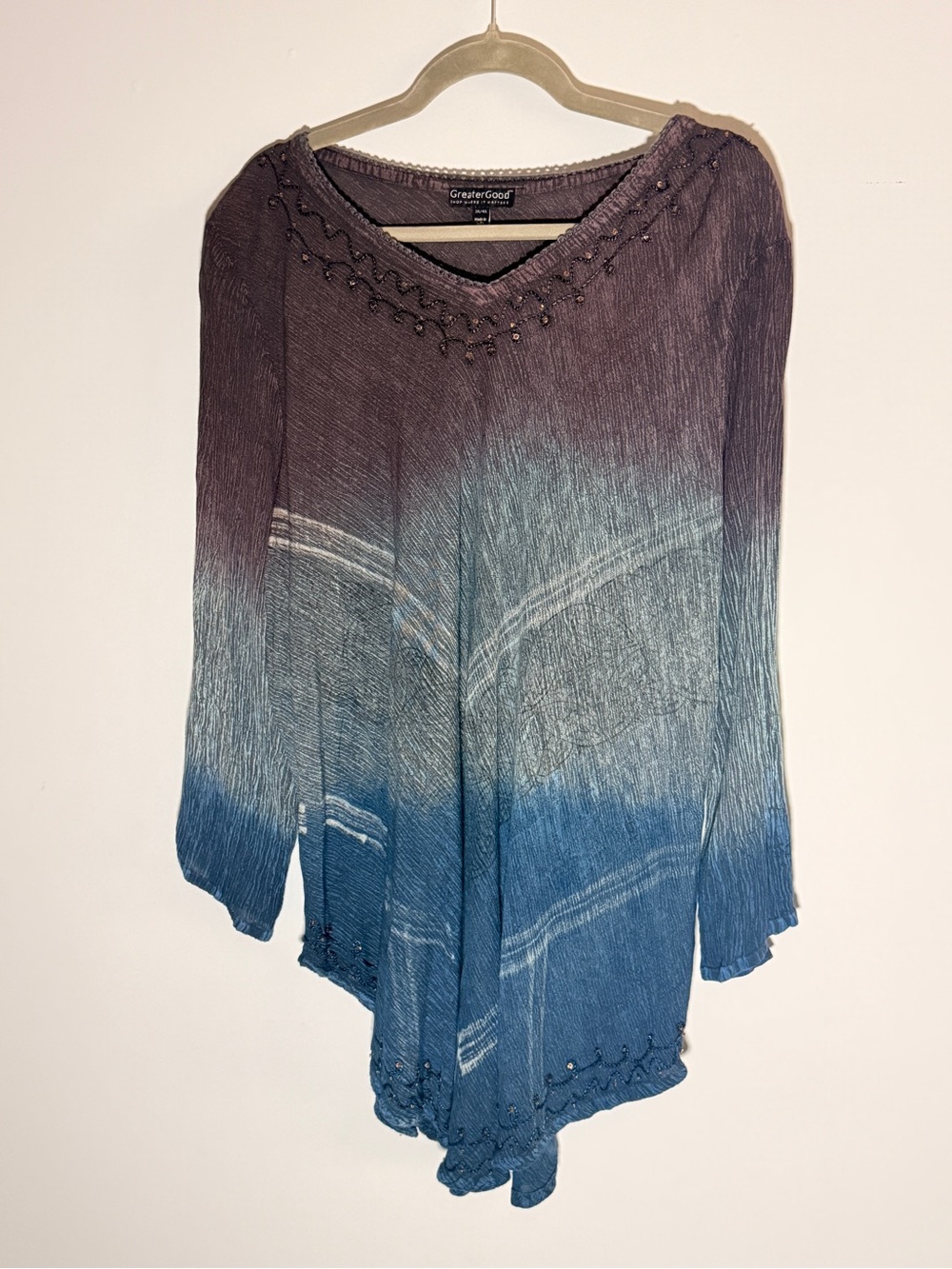 Greater Good Ombre V-Neck Tunic in Purple and Blue